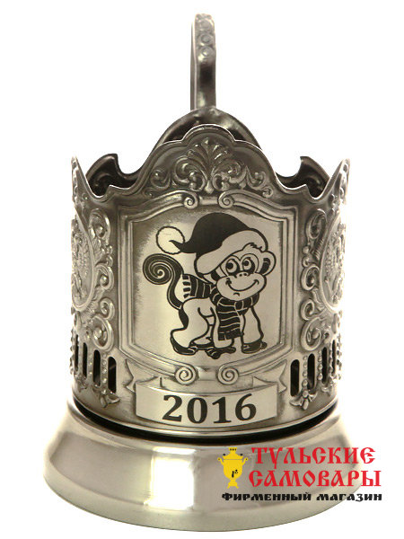 Никелированный подстаканник "Символ года 2016 - Обезьяна" фото 1 — Samovars.ru