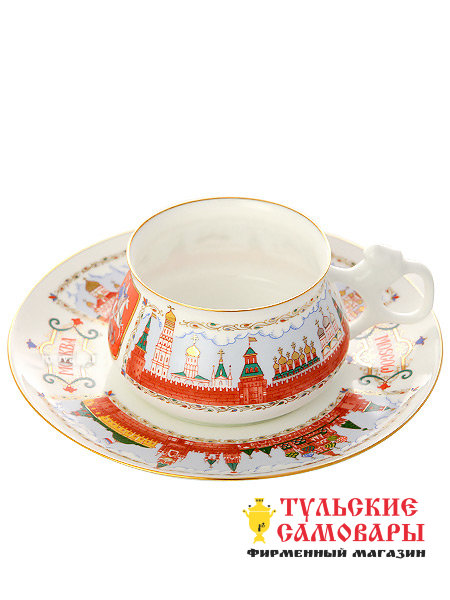 Кофейная пара ф. Билибина рис. Московский кремль Императорский фарфоровый завод фото 1 — Samovars.ru