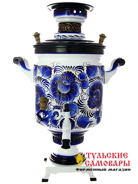 Самовар электрический 10 литров "Гжельские кружева" арт.121009 фото 1 — Samovars.ru