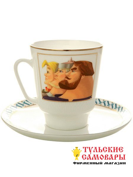 Кофейная чашка с блюдцем рис. "Три богатыря" ф. Майская ИФЗ фото 1 — Samovars.ru