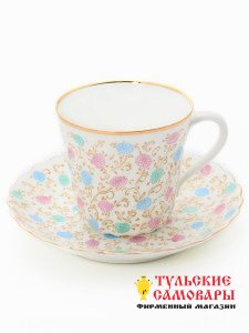 Кофейная чашка с блюдцем "Хризантема" ф. Витая ИФЗ фото 1 — Samovars.ru