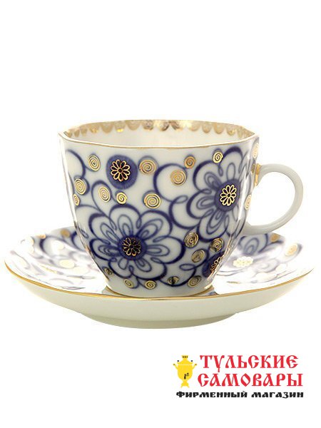 Чашка с блюдцем кофейная рис. "Вьюнок" ф. Тюльпан ИФЗ фото 1 — Samovars.ru